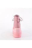 Platform Lace-Up Front Ankle Boots with Double Buckled Ankle Straps and Inner Side Zip