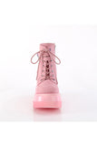 Platform Lace-Up Front Ankle Boots with Double Buckled Ankle Straps and Inner Side Zip