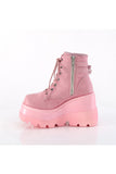 Platform Lace-Up Front Ankle Boots with Double Buckled Ankle Straps and Inner Side Zip