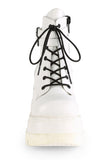 Platform Lace-Up Front Ankle Boots with Double Buckled Ankle Straps and Inner Side Zip