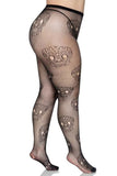Calavera Plus Lace Skull Fishnet Tights
