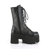 3.5" Chunky Heel Platform Lace-Up Mid-Calf Boot with Side Zip Closure