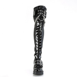 Chunky 2.75-inch Heel Platform Boots with Buckle Straps and Horseshoe Ring Chain