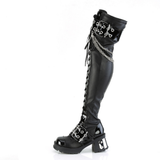Chunky 2.75-inch Heel Platform Boots with Buckle Straps and Horseshoe Ring Chain