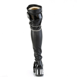 Chunky 2.75-inch Heel Platform Boots with Buckle Straps and Horseshoe Ring Chain