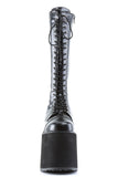 5 3/4" Platform Goth Punk Cyber Lace-Up Knee-High Boots with Full Inner Side Zip Closure