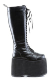 5 3/4" Platform Goth Punk Cyber Lace-Up Knee-High Boots with Full Inner Side Zip Closure