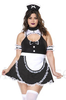 Fancy French Maid 5-Piece Costume Set – Scoop Neck Mini Dress with Accessories