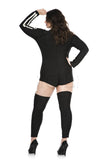 Seductive Skeleton Costume for Women, 2-Piece Glow-in-the-Dark Halloween Costume with Front-Zip Bodysuit & Matching Footless Thigh-Highs
