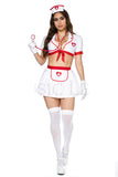 Nurse Hottie Costume for Women, 6-Piece Halloween Costume with Short Top, Skirt, Apron, Headpiece, Gloves & Stethoscope