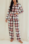 Lady WhiteRed Plaid Button Pajama Set