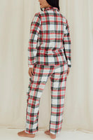 Lady WhiteRed Plaid Button Pajama Set