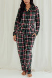 Lady Black/Green Plaid Button Pajama Set