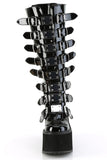 Wide Calf Knee High Boots with 8 Buckle Straps