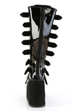 Wide Calf Knee High Boots with 8 Buckle Straps