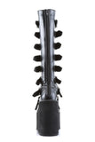 Knee High Boots with 8 Buckle Straps and Metal Plate Details