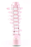 Knee High Boots with 8 Buckle Straps and Metal Plate Details