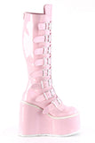 Knee High Boots with 8 Buckle Straps and Metal Plate Details