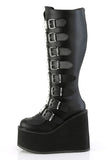Wide Calf Knee High Boots with 8 Buckle Straps