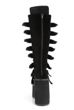 Knee High Boots with 8 Buckle Straps and Metal Plate Details