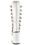 Knee High Boots with 8 Buckle Straps and Metal Plate Details