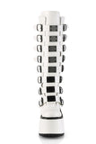 Knee High Boots with 8 Buckle Straps and Metal Plate Details