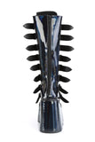 Knee High Boots with 8 Buckle Straps and Metal Plate Details