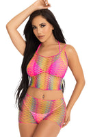 Ombre rainbow twist net tank top and boy shorts