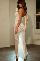 Ombre Floral Plunge Dress, Floral Plunge Bodystocking Dress with Keyhole Ring & Open Back