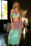 Siren's Enchantment Two-Piece Set, Gradient Halter Top & Maxi Skirt Set