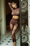 Tough Rose Mock Neck Two-Piece Lingerie Set