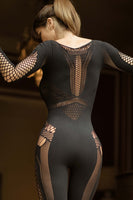 Slay the Night Full Jumpsuit – Sheer Long Sleeve Cut-Out Bodysuit
