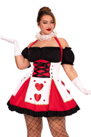 Pretty Playing Card Costume for Women – 2 PC Peasant Top Dress with Corset Waist & Neck Piece