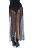 Multi Slit Sheer Full Length Maxi Skirt