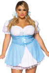 Plus Gingham Dress With Split Skirt, Dorothy Farm Girl Costume Set