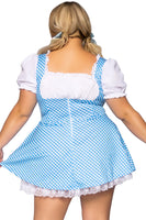 Plus Gingham Dress With Split Skirt, Dorothy Farm Girl Costume Set