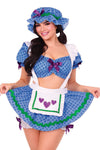 Three Piece Blueberry Babe Costume Set, Polka-Dot Crop Top with Skirt