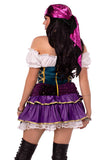 Tarot Card Temptress Costume for Women – 2 PC Fortune Teller Outfit with Tiered Skirt Dress, Sequin Sash & Metallic Head Scarf