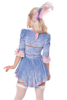 Marie Antoinette Costume for Women – 2 PC Velvet Brocade Halter Dress with Ruffle Trim, Bow Accents & Matching Shrug