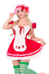 Three Piece Berry Cutie Costume Set, Berry-Adorned Apron Dress with Matching Bonnet