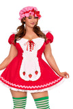 Three Piece Berry Cutie Costume Set, Berry-Adorned Apron Dress with Matching Bonnet