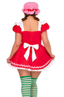 Three Piece Berry Cutie Costume Set, Berry-Adorned Apron Dress with Matching Bonnet
