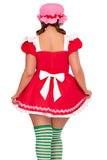 Three Piece Berry Cutie Costume Set, Berry-Adorned Apron Dress with Matching Bonnet