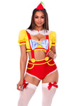 Double Trouble Darling Costume for Women – 3 PC Crop Top with Peter Pan Collar, Suspender Shorts with Bow Accent & Hat Headband