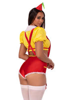 Double Trouble Darling Costume for Women – 3 PC Crop Top with Peter Pan Collar, Suspender Shorts with Bow Accent & Hat Headband