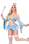 Cosmic Queen Costume for Women – 3 PC Shimmer Bra Top with Gauntlet Sleeves, Garter Panty with Iridescent Skirt & Crown Headband