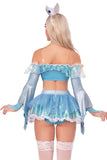 Cosmic Queen Costume for Women – 3 PC Shimmer Bra Top with Gauntlet Sleeves, Garter Panty with Iridescent Skirt & Crown Headband