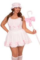 Three piece Little Bo Peep Costume Set, Ruffle-Trimmed Crop Top with coordinating skirt