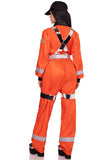 Cosmic Astronaut Costume for Women – 3 PC Zip-Up Jumpsuit with Reflective Trim, Metallic Harness & Hat