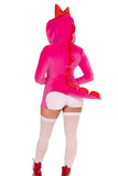 Comfy Dino Cutie Costume for Women – 1 PC Ultra-Soft Velvet Plush Romper with Bow Hood, Egg Zipper Pull, Scalloped Spine & Stuffed Tail